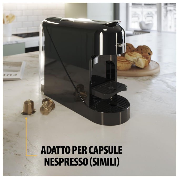 Tristar CM2302 Macchina da caffe' a Capsule Compatibile Nespresso 0.8 L 20 bar 1400 W Spegnimento Automatico colore Nero