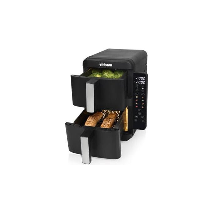 Tristar FR-9074 Friggitrice ad aria 9 L 2400W 2 Zone Doppio Cestello 8 Programmi Display LED colore Nero