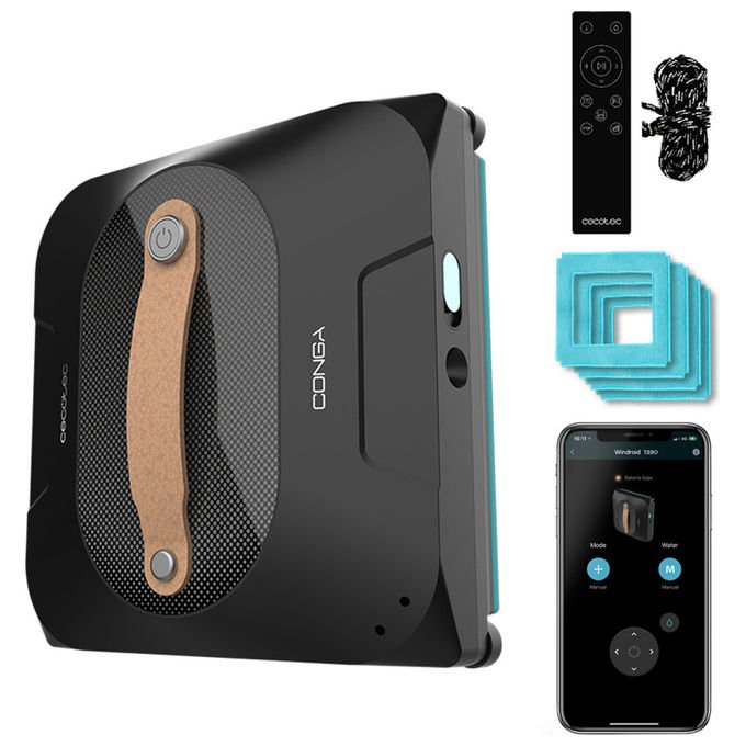 Cecotec, Conga Windroid 1390 Double Spray Connected, Robot Lavavetri, Nero - Yeppon