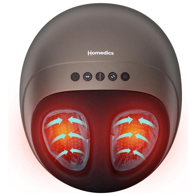Homedics, Massaggiatore Piedi Shiatsu Air Pro, Elettrico, Compressione Aria, Calore, Bianco-Grigio