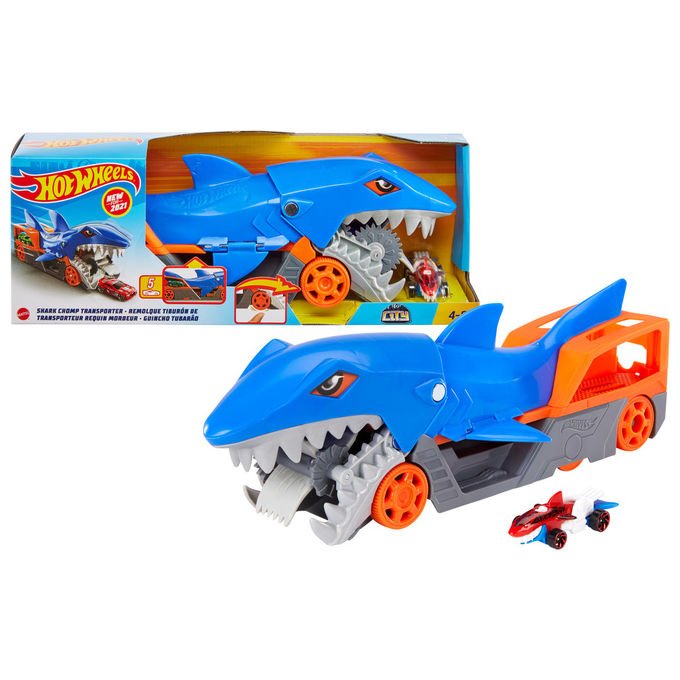 Hot Wheels, Trasportatore Squalo Affamato City GVG36, Playset con Veicoli