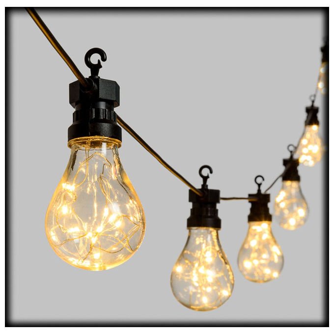 ProGarden, Catena Luminosa LED, 20 Lampadine Bianco Caldo, Per Esterni - Yeppon