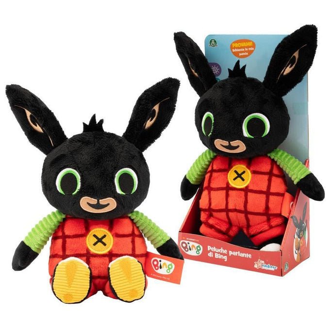 Bing, Peluche Tante Chiacchiere, Ripete 7 Frasi, Pupazzo Morbido e Parlante, 24 cm