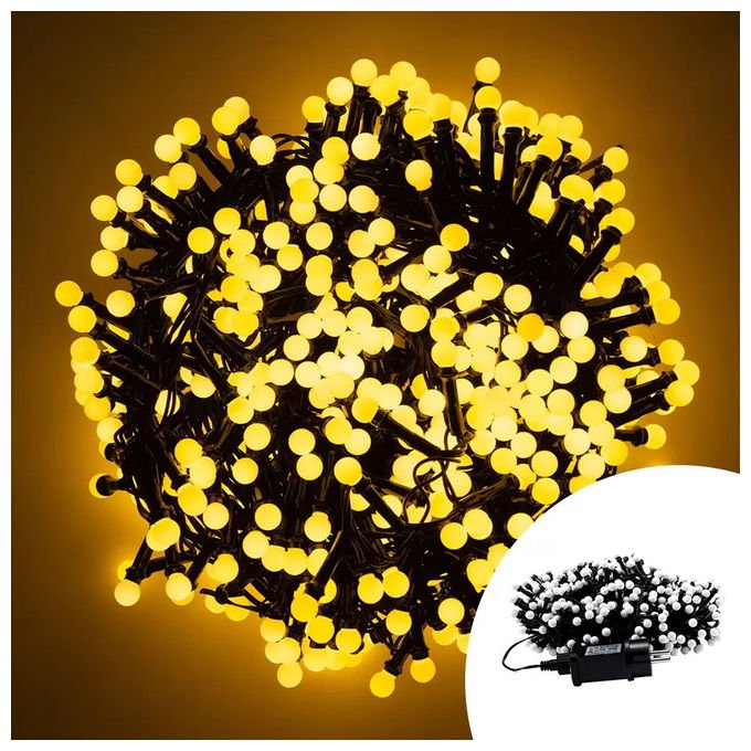 Am - 63, Catena Luminosa LED, 10 LED, 500 cm, Bianco Caldo, Con Timer, Per Interni - Esterni - Yeppon