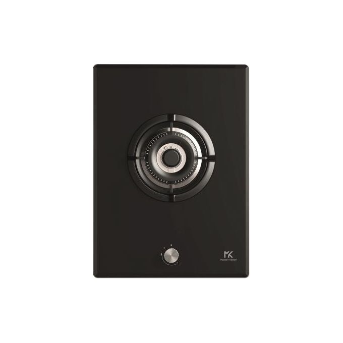 Master Kitchen MKHG 381-EDS FTC GCBK - Piano cottura a gas da incasso, 38 cm, 1 fuoco, bruciatore a tripla corona da 4,2 kW, bruciatori piatti ad alta efficienza energetica, griglie in ghisa, accensione integrata, valvola di sicurezza, vetroceramica nera