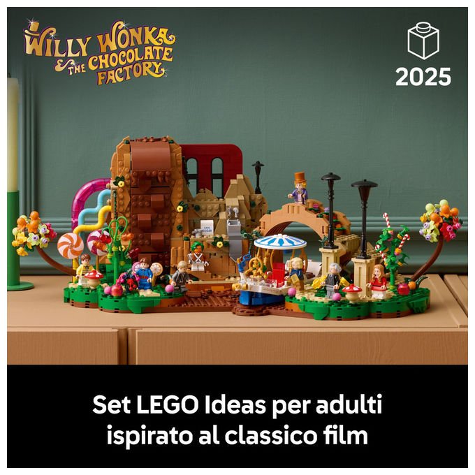 Lego, Ideas Willy Wonka e la Fabbrica di Cioccolato, 2025 Pezzi, 9 Minifigure