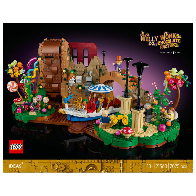 Lego, Ideas Willy Wonka e la Fabbrica di Cioccolato, 2025 Pezzi, 9 Minifigure