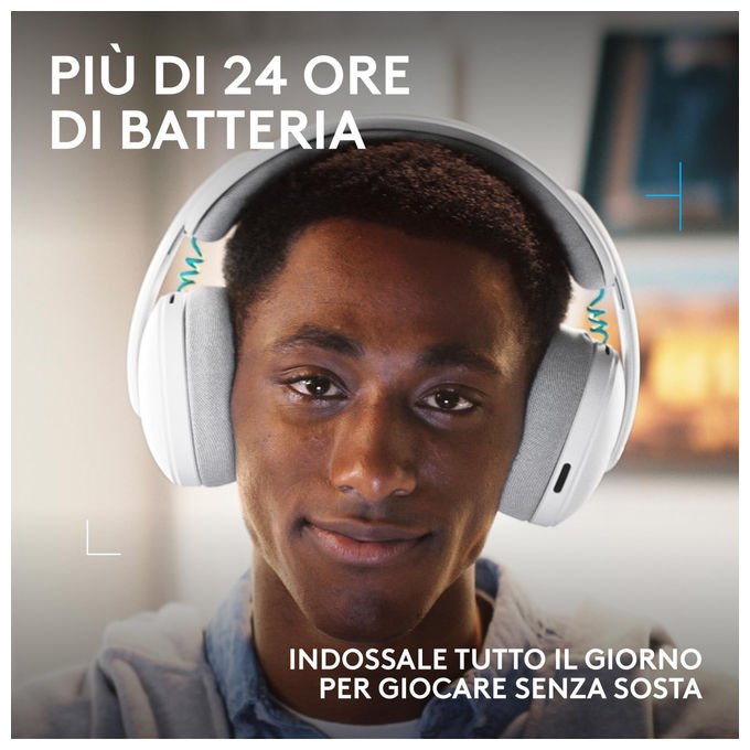 Logitech G325 LIGHTSPEED, Cuffie Gaming Wireless, Audio 24 Bit, Microfono Noise Cancelling, Bianco