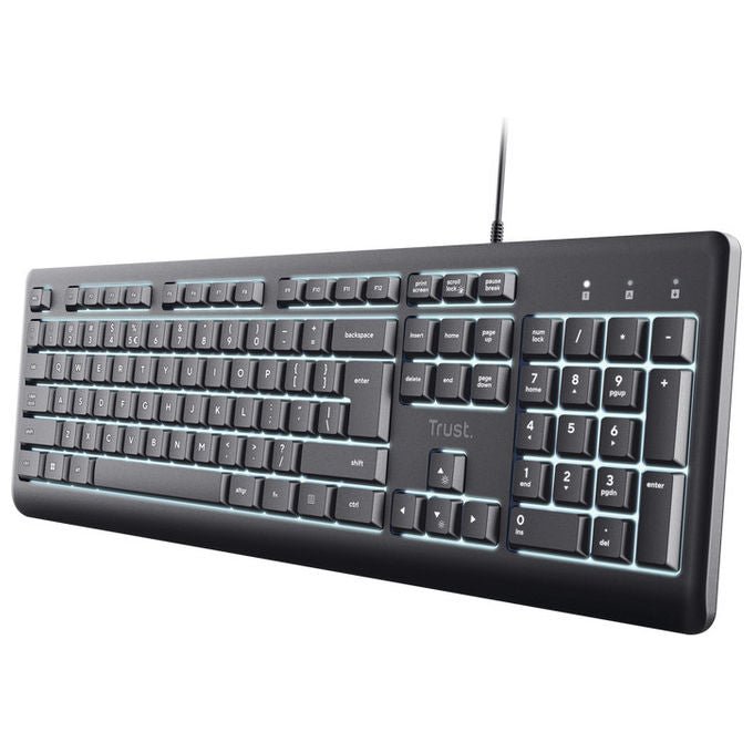 Trust Primo, Tastiera USB QWERTY, Illuminata, Italiana, Nera