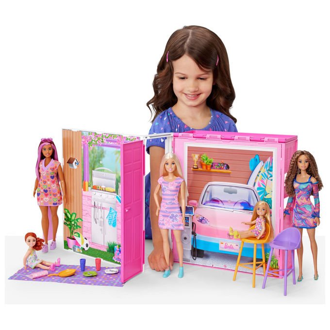 Barbie, Casa Accogliente con Bambola e 11 Accessori, HRJ77