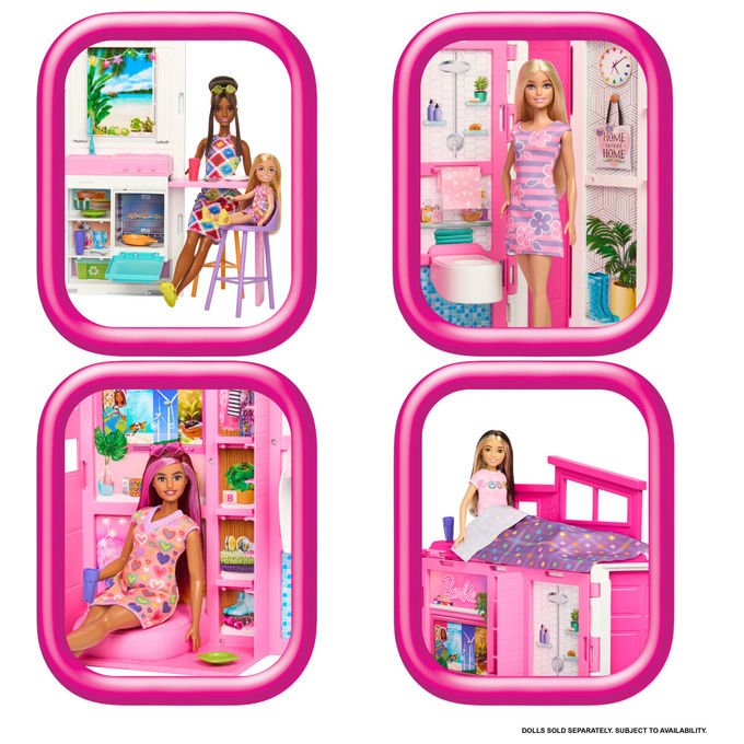 Barbie, Casa Accogliente con Bambola e 11 Accessori, HRJ77