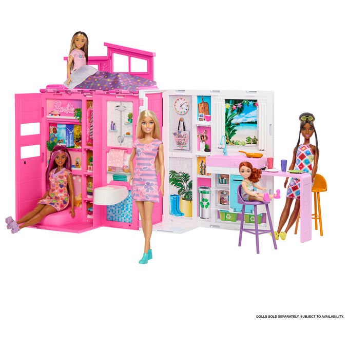 Barbie, Casa Accogliente con Bambola e 11 Accessori, HRJ77