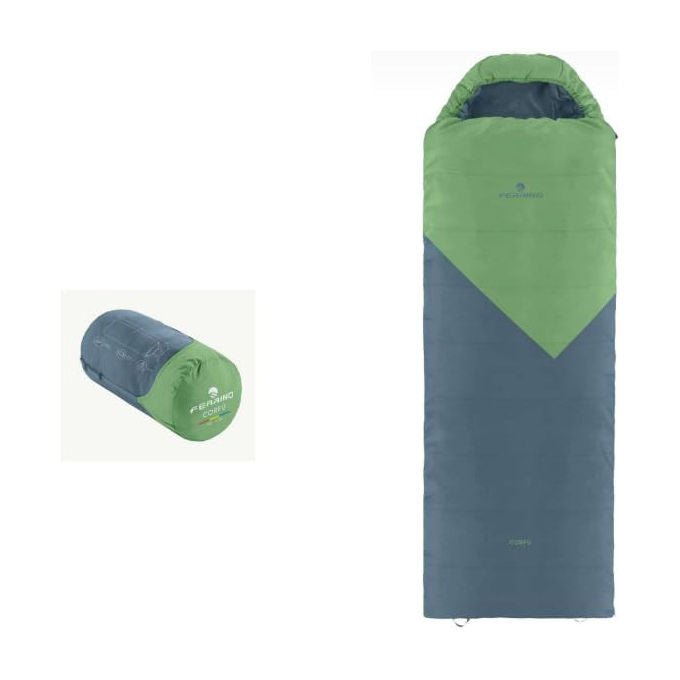 Ferrino, Sacco a Pelo Corfu, Poliestere, 210T RipStop, 190T, Grigio - Verde - Yeppon