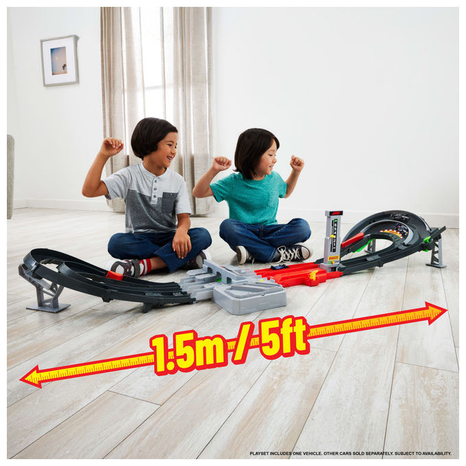 Hot Wheels, Racing Formula 1 Grand Prix Circuit, Pista da corsa con 3 veicoli
