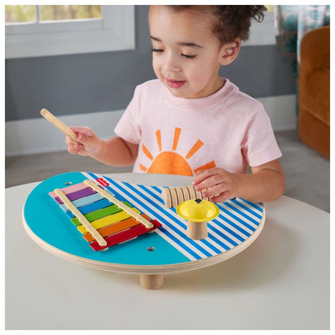 Fisher-Price, Tavolo Musicale in Legno, Multicolore, HXT91, Gioco educativo per bambini