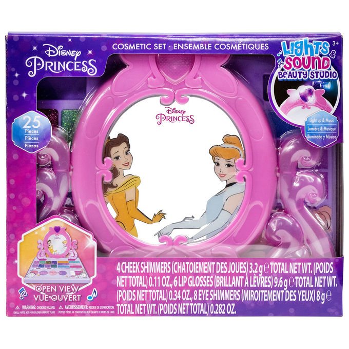 Townley Girl, Disney Princess, Set Trucco Bambini con Luci e Musica, Include Lucidalabbra e Pennelli