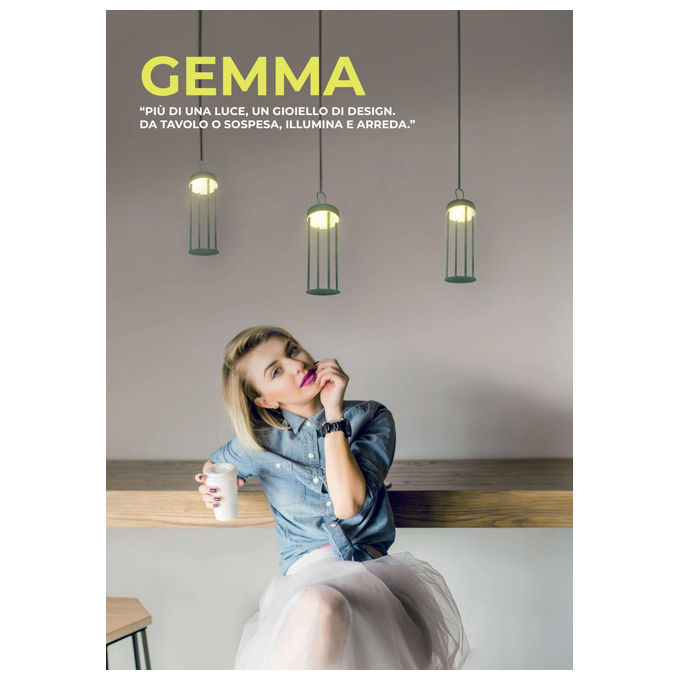 Majestic GEMMA VS Lampada da Tavolo LED, Ricaricabile, IP54, 500 Lumen, 4W, Verde Salvia