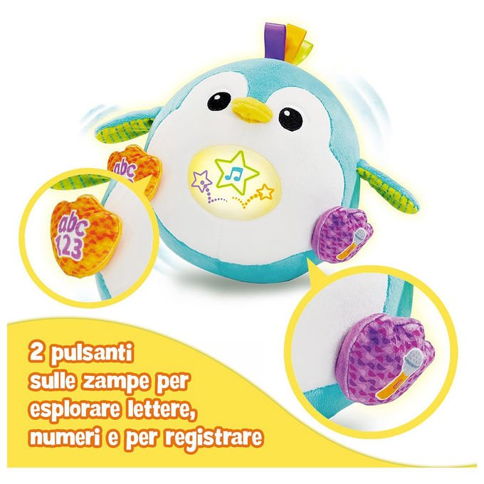 VTech, Fiocco Pinguino Interattivo, Peluche con Suoni, Ripete Voce, Rimbalza, Italiano, 1-5 Anni