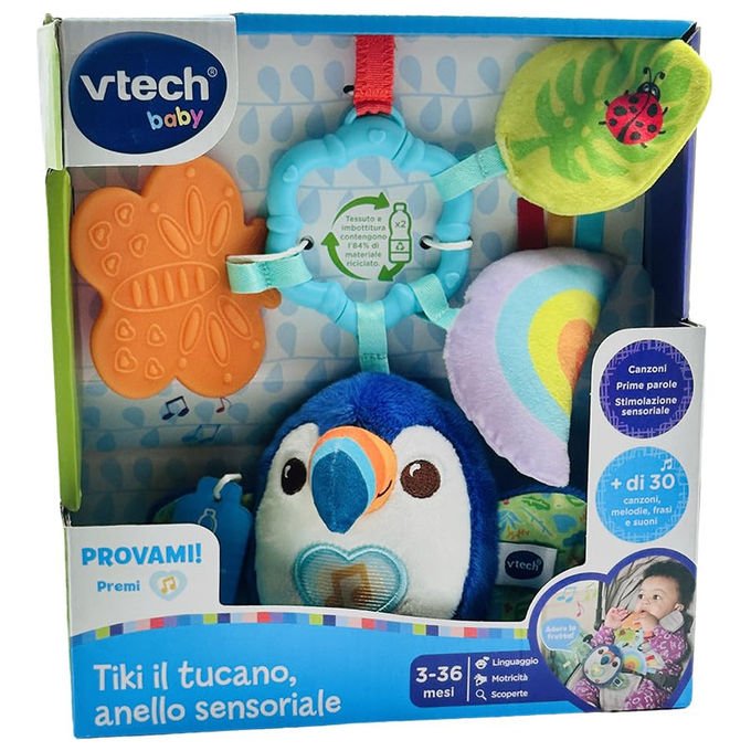 VTech, Tiki il Tucano, Anello Sensoriale, Gioco Neonato Musicale con Sonaglio e Massaggiagengive, 3-36 Mesi