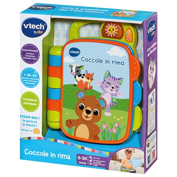 VTech, Coccole in Rima Libro, Sensoriale Interattivo con Suoni, Filastrocche per Neonati, 6-36 Mesi