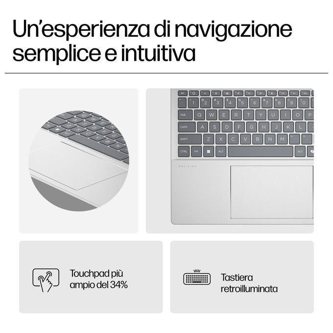 Hp, Pavilion 16-af0012nl, Notebook, Intel Core Ultra 5 125U, 16 Pollici, 16 GB Ram, 512 GB SSD, Argento