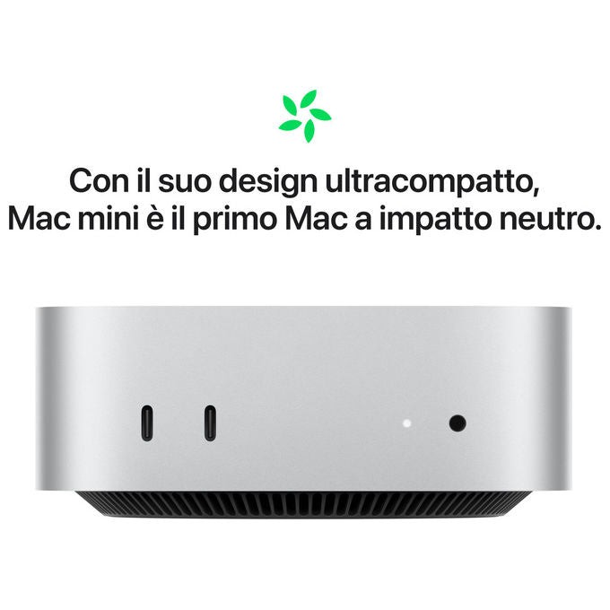 Apple, Mac Mini, Chip M4 10-Core CPU, 16GB, SSD 512GB, Argento