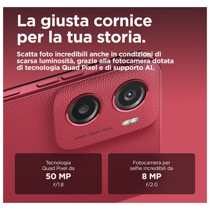 Motorola Moto G05, 256GB, 4GB RAM, Rosso, Doppia SIM, Display 6.67'', Android 15