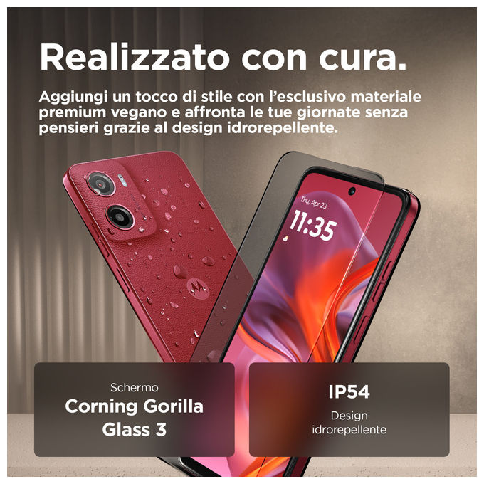 Motorola Moto G05, 256GB, 4GB RAM, Rosso, Doppia SIM, Display 6.67'', Android 15
