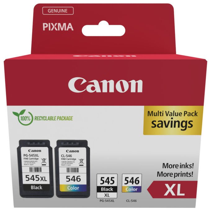 Canon PG-545 XL CL-546 XL VALUE SEC Confezione da 2 Cartucce d inchiostro (Nero XL colore XL +50 fogli di carta fotografica 10x15cm