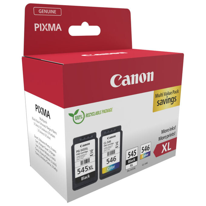 Canon PG-545 XL CL-546 XL VALUE SEC Confezione da 2 Cartucce d inchiostro (Nero XL colore XL +50 fogli di carta fotografica 10x15cm