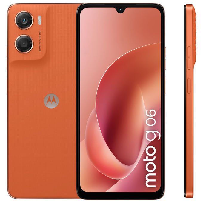Motorola Moto G06, 128GB, 4GB RAM, Arancione, Doppia SIM, Android 15