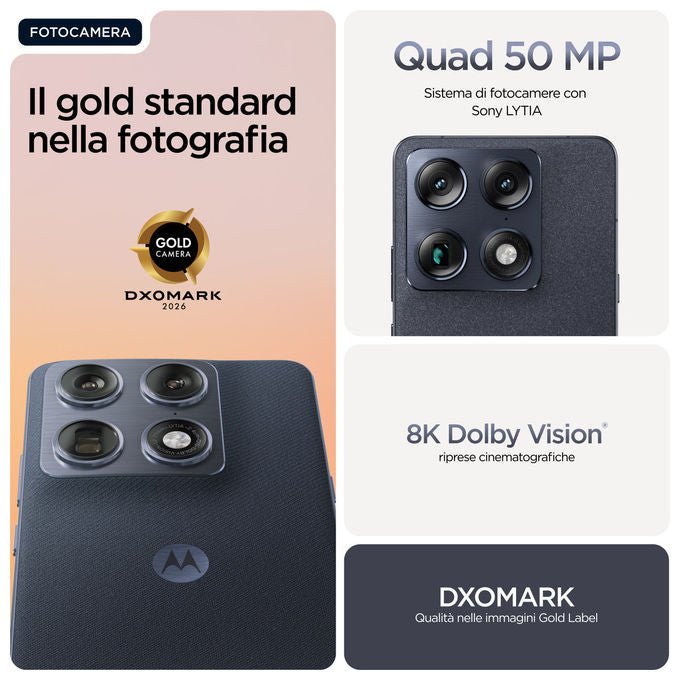 Motorola Signature, Smartphone 5G, 16-512GB, Android 16, Blu Scuro Pantone Carbon
