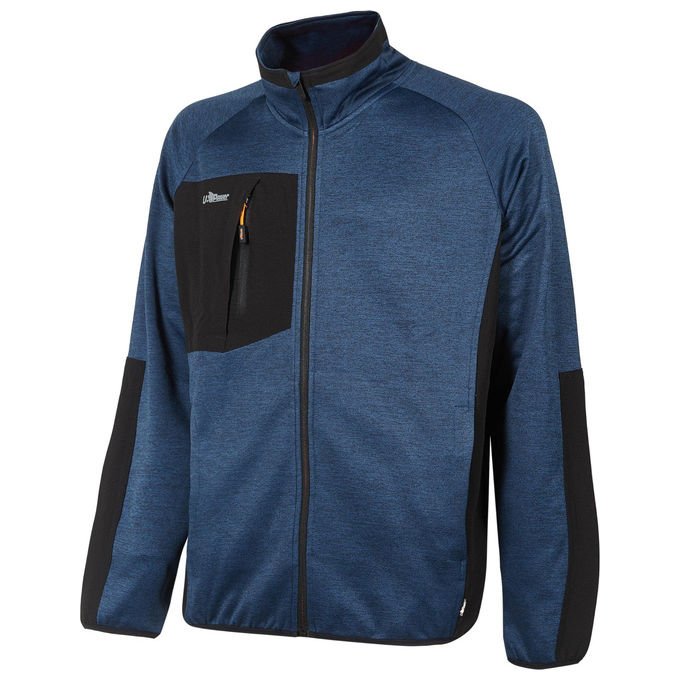U-Power, Felpa da Lavoro con Zip, 100% Poliestere Opaco, Tessuto Tasca Nylon Spandex