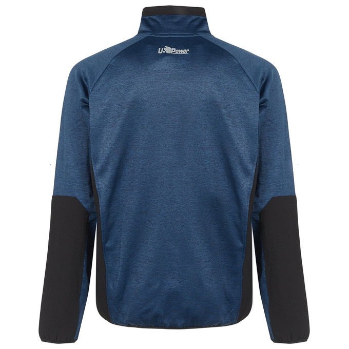 U-Power, Felpa da Lavoro con Zip, 100% Poliestere Opaco, Tessuto Tasca Nylon Spandex