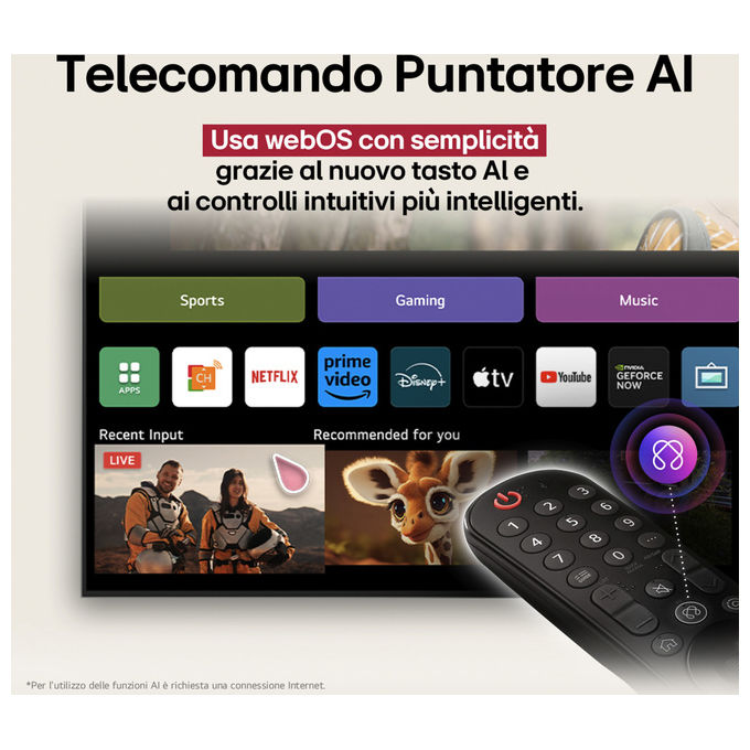 LG Tv Oled Evo Ai OLED48C55LA 48 Pollici 4K Ultra Hd Smart Tv Wi-Fi Nero