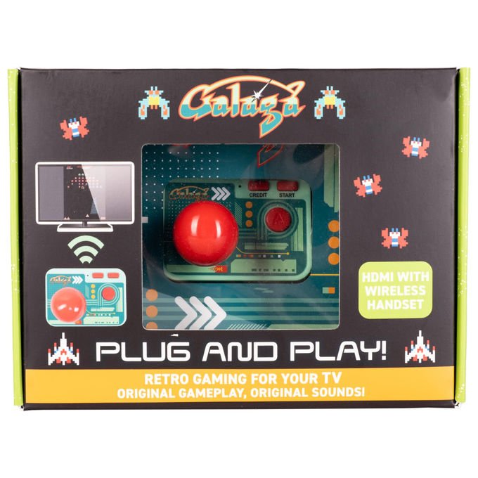 Fizz Creations, Galaga Plug and Play, Gioco TV con HDMI, Joystick Wireless