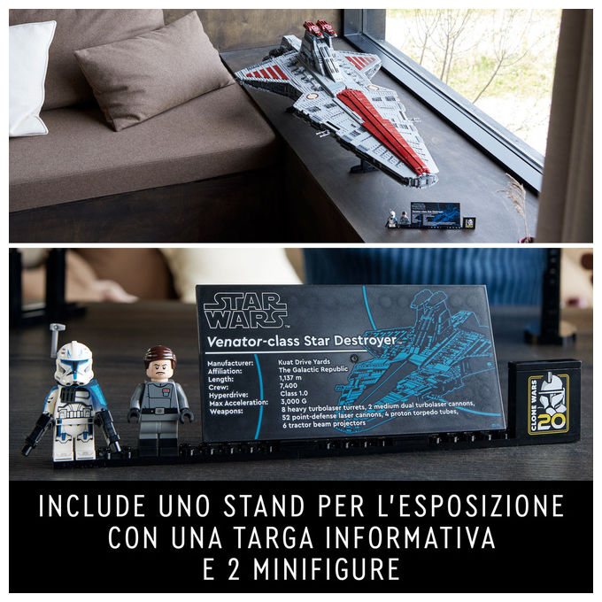 Lego, Star Wars Incrociatore d'attacco della Repubblica classe Venator 75367, Set da costruzione