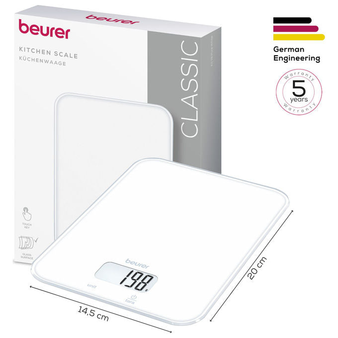 Beurer KS 19 Pure White, Bilancia da Cucina Elettronica, 5 kg, Bianco