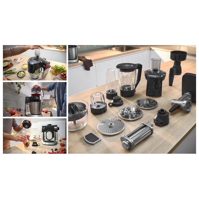 Bosch Serie 6 MUMS6ZS34, Macchina da Cucina 1600W, Nero, Inox spazzolato, Ciotola 5.5L