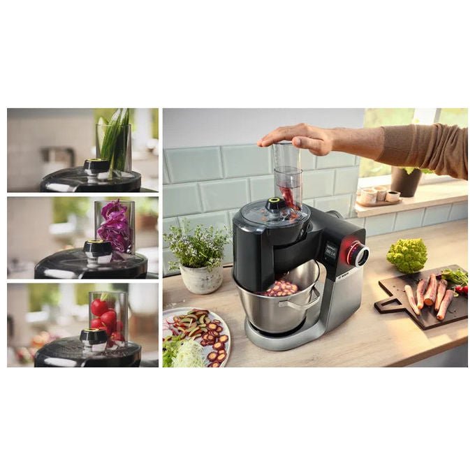 Bosch Serie 6 MUMS6ZS34, Macchina da Cucina 1600W, Nero, Inox spazzolato, Ciotola 5.5L