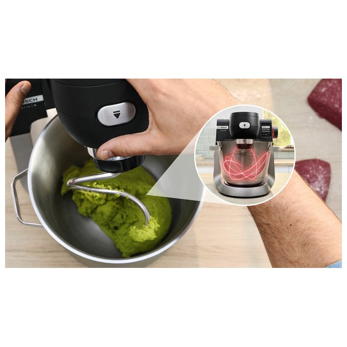 Bosch Serie 6 MUMS6ZS34, Macchina da Cucina 1600W, Nero, Inox spazzolato, Ciotola 5.5L
