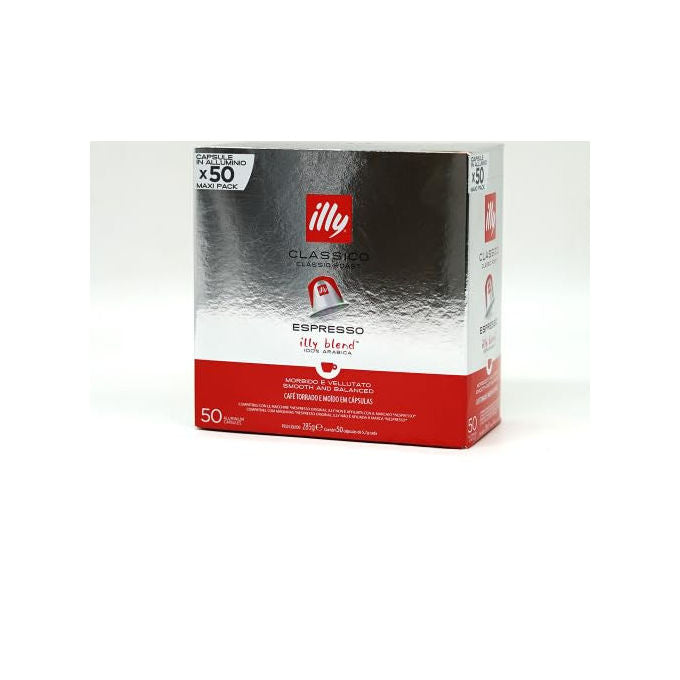 Illy, 50 Capsule Caffe', Miscela Classico, Compatibili con Nespresso, In Alluminio