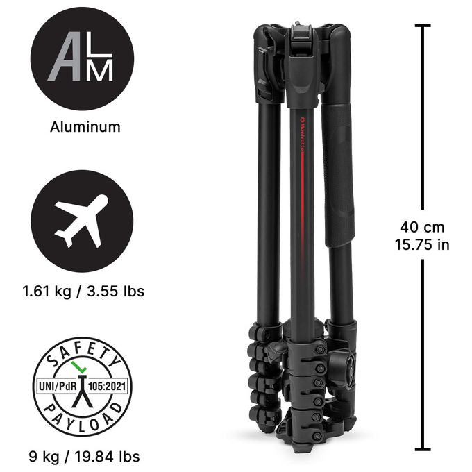 Manfrotto Befree Advanced AS, Treppiede, Con Chiusura a Leva, Compatibile Arca - Swiss, Kit Alluminio per Fotocamere DSLR - Yeppon