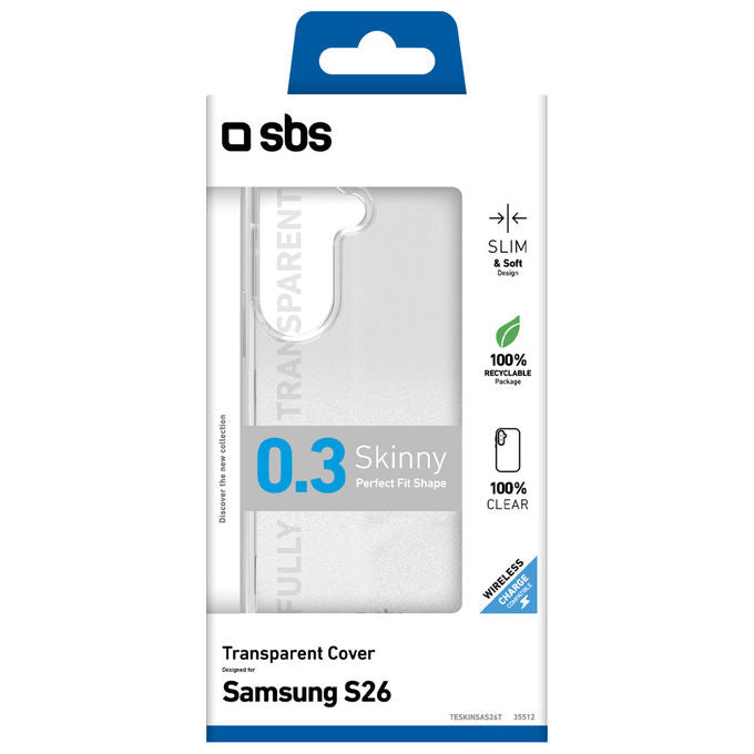 SBS, Cover Skinny Trasparente, Custodia per Samsung S26, TPU, Resistente agli Urti