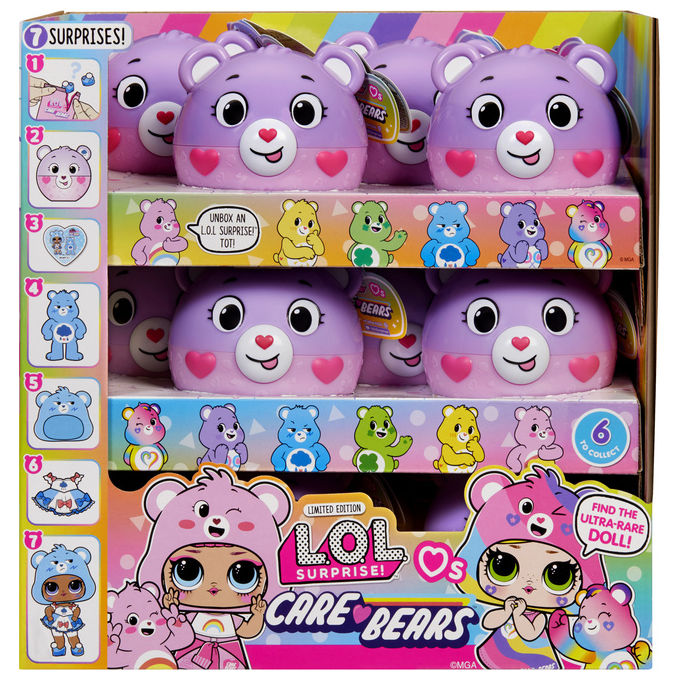 Lol Surprise, Loves Care Bears Tots Asst, Mini Bambola, Colori Assortiti