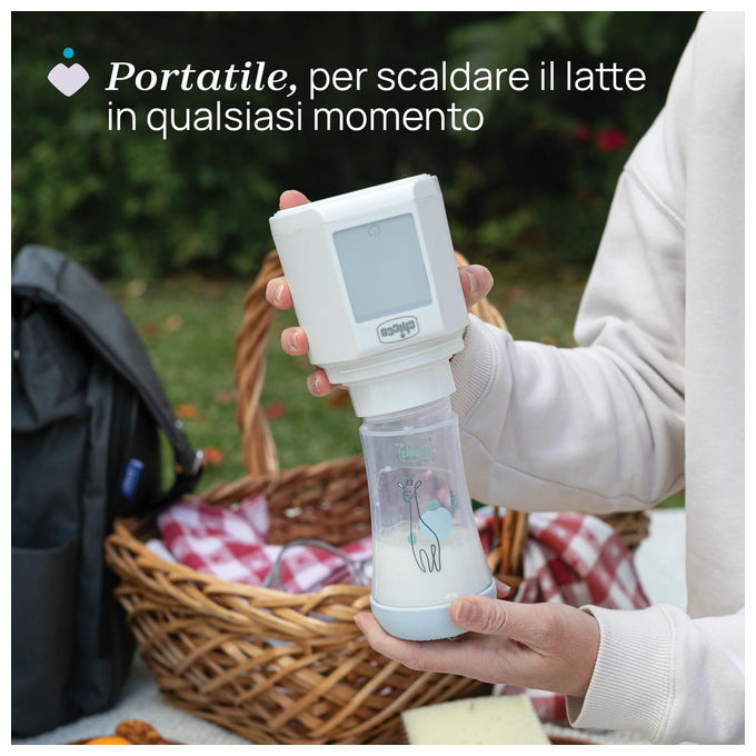 Chicco, Scaldabiberon Portatile Multifunzione, Autosterilizzante, Riscaldamento Rapido, 7 Adattatori, USB-C, Senza Fili
