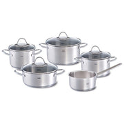 Fissler Set Pentole Palermo 5 Pezzi Acciaio Inox con Coperchi in Vetro Induzione