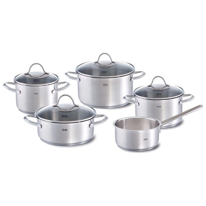 Fissler Set Pentole Palermo 5 Pezzi Acciaio Inox con Coperchi in Vetro Induzione