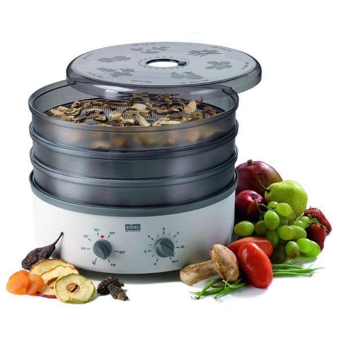 Stöckli Disidratatore Dörrex con Timer 3 Griglie Grigio e Bianco