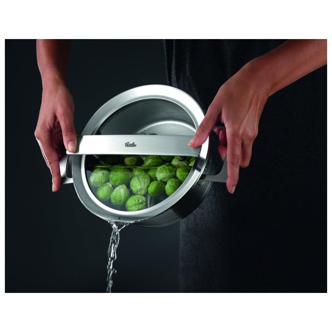 Fissler Pentola Alta 24 cm 6.5 L Acciaio Inox con Coperchio in Vetro